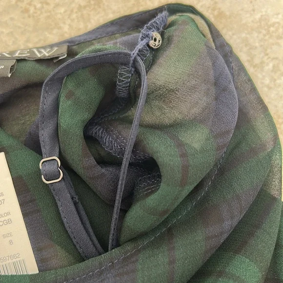 J.CREW NWT Chiffon shirred-waist top in Black Watch plaid - Picture 8 of 12